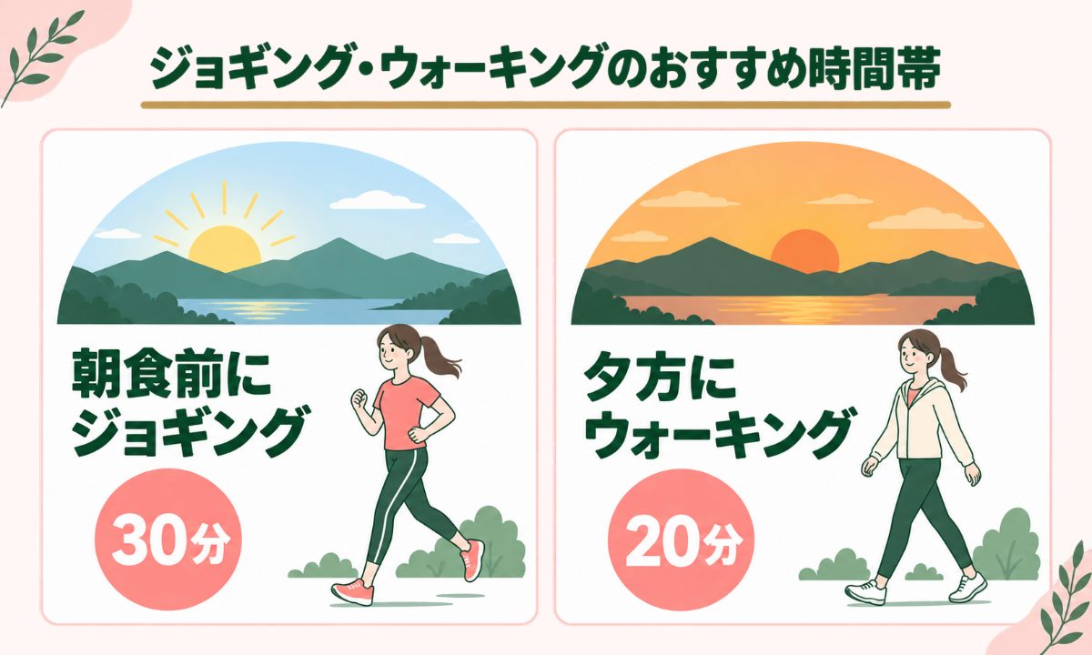 ジョギング・ウォーキングのおすすめ時間帯と実施時間のまとめ