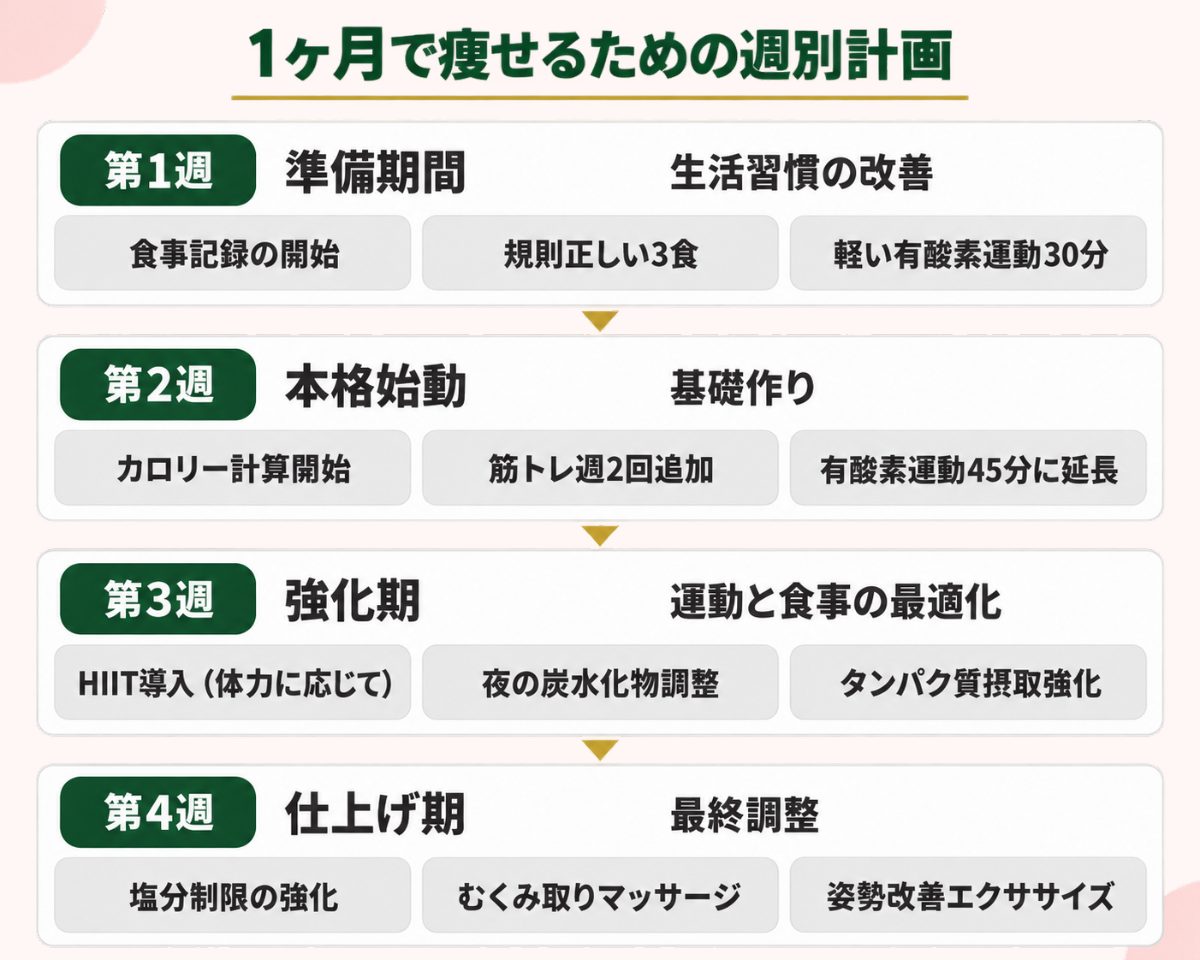 1ヶ月で痩せるための週別計画
