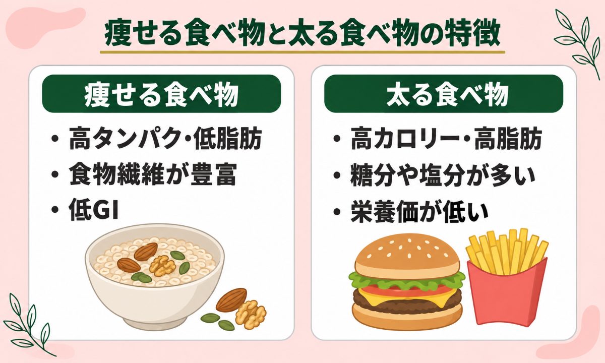 痩せる、太る食べ物の特徴まとめ