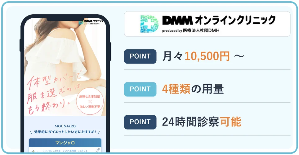 DMMオンラインクリニックの特徴をまとめた画像