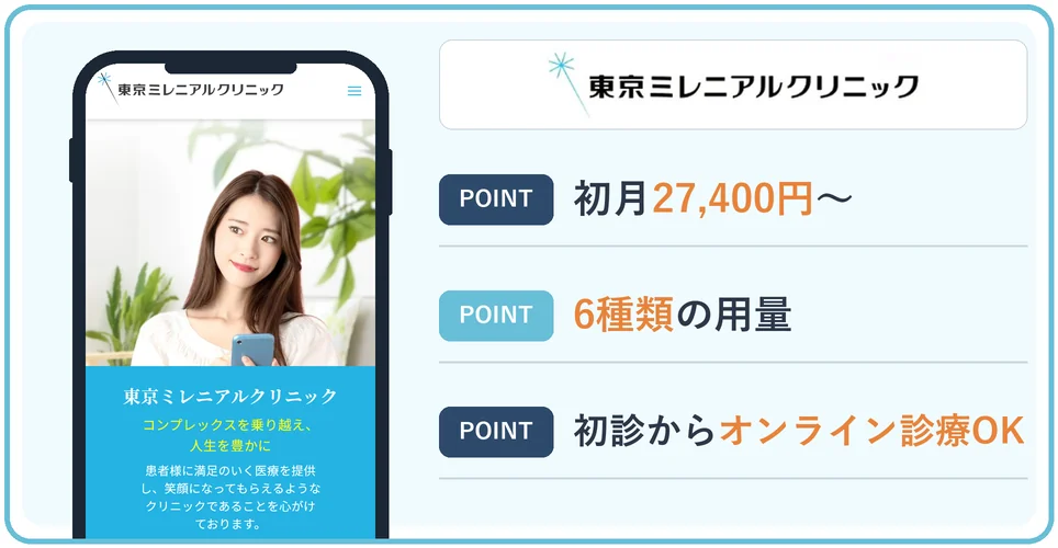 東京ミレニアルクリニックの特徴をまとめた画像