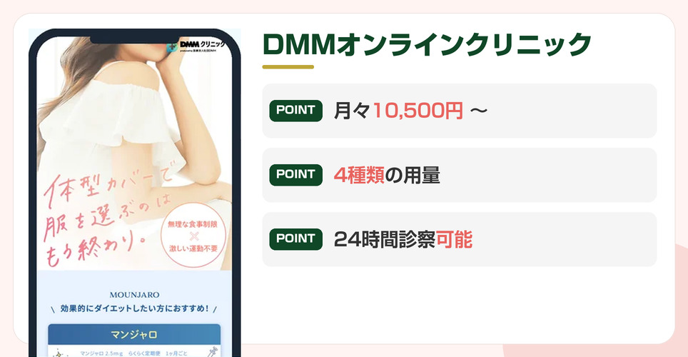 DMMオンラインクリニックの特徴をまとめた画像