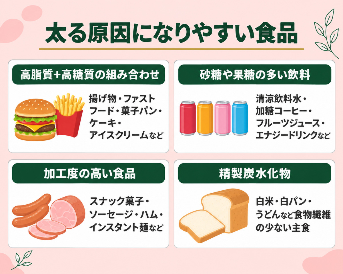 太る原因になりやすい食べ物一覧