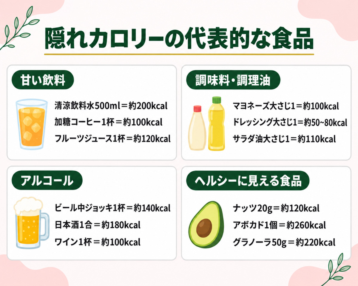 隠れカロリーの代表例一覧